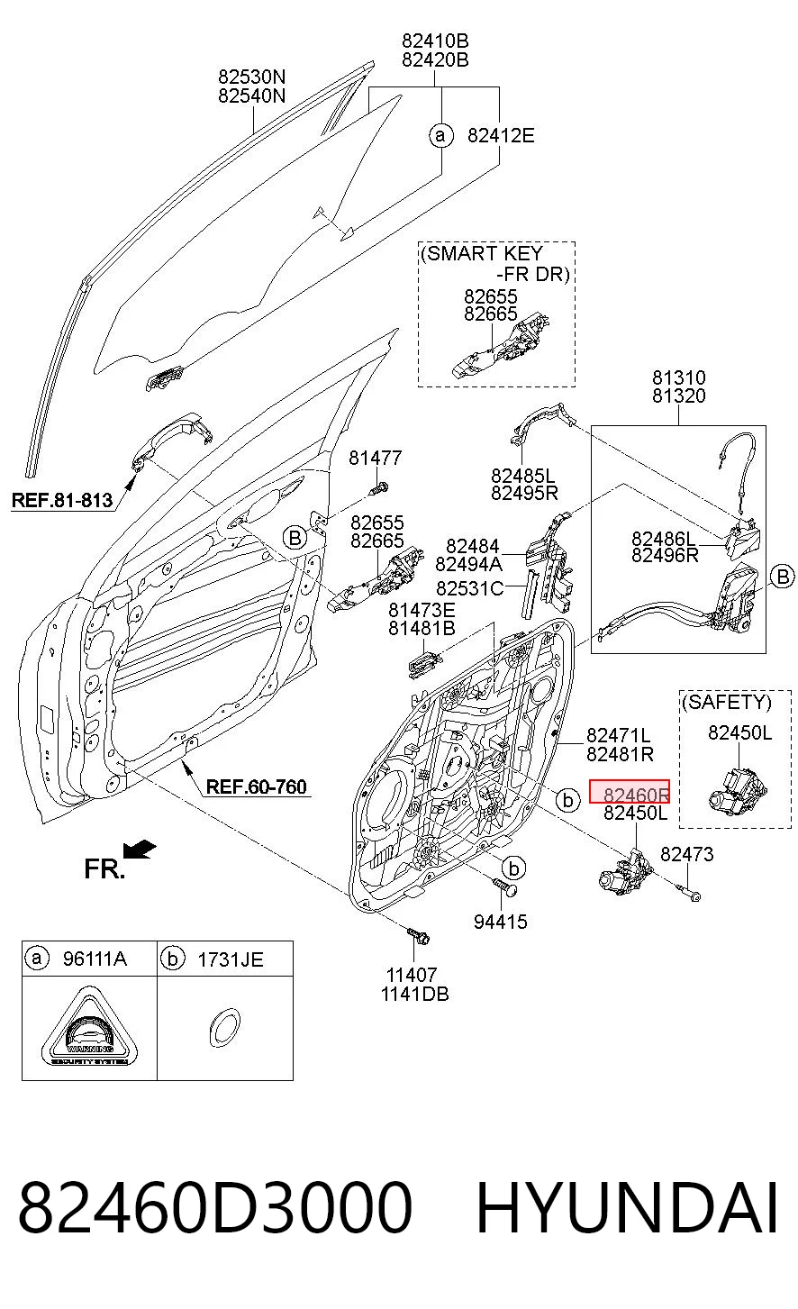 82460D3000 Hyundai/Kia Стекло передней двери, правой