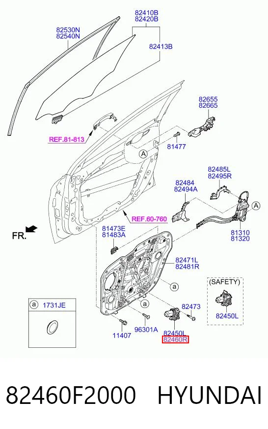 82460F2000 Hyundai/Kia Мотор стеклоподъемника двери передней правой