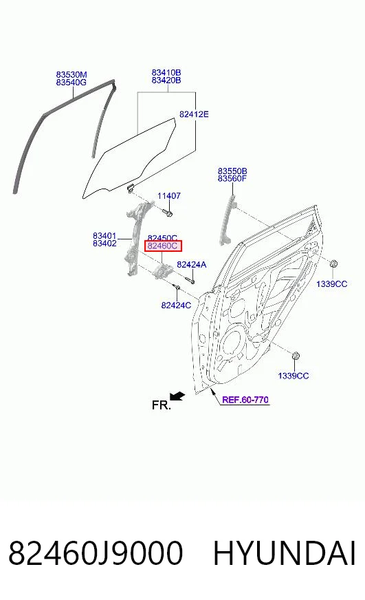 82460J9000 Hyundai/Kia Мотор стеклоподъемника двери передней правой