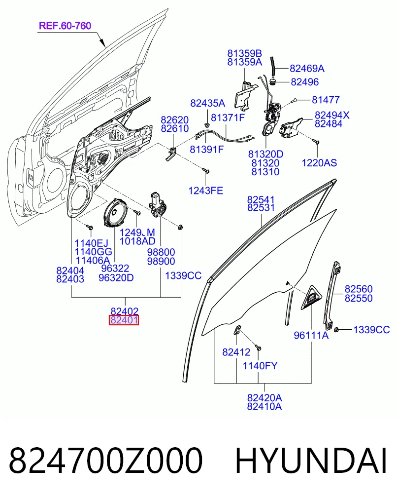 Механизм стеклоподъемника передней левой двери на KIA Sportage II JE