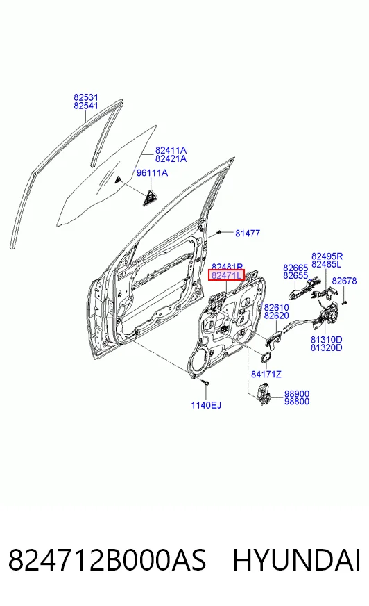  Стеклоподъемник передней левой двери Hyundai Santa Fe 2
