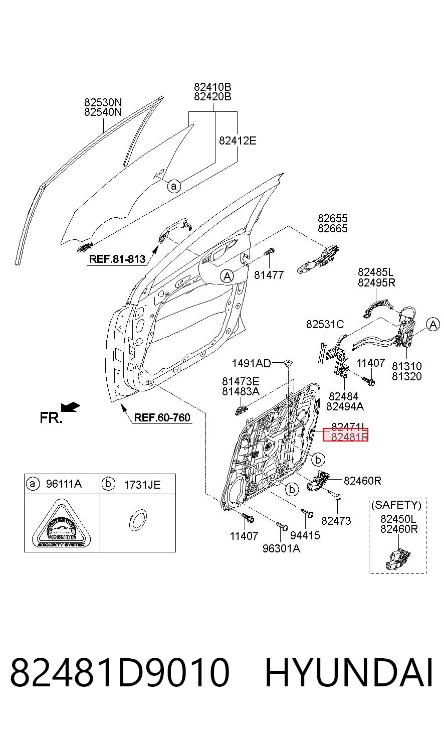 82481D9010 Hyundai/Kia Механизм подъема стекол