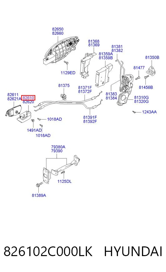 826102C000LK Hyundai/Kia Ручка передней двери внутренняя, левая