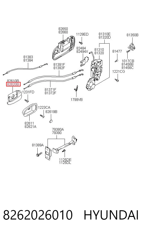 8262026010 Hyundai/Kia Ручка двери передней внутренняя правая