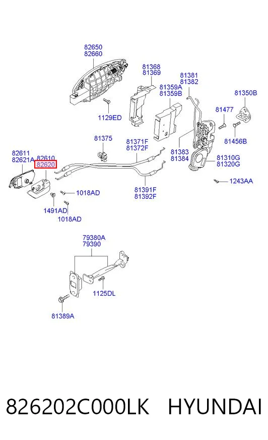826202C000LK Hyundai/Kia Ручка передней двери внутренняя, правая