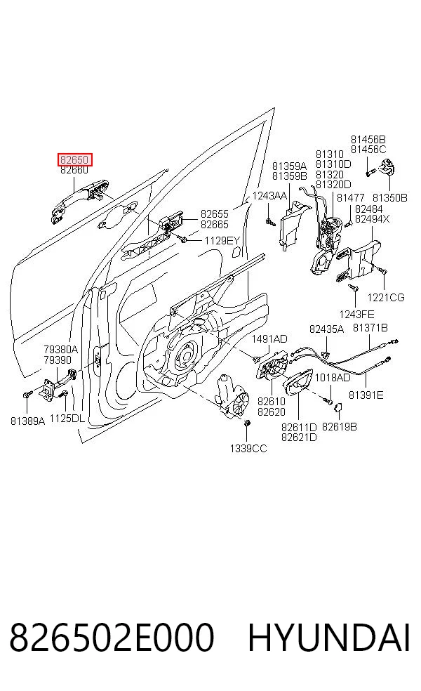 826502E000 Hyundai/Kia Ручка передней двери наружная, левая