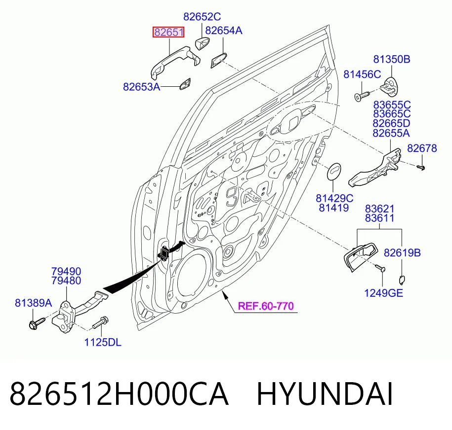 826512H000CA Hyundai/Kia Ручка двери задней наружная