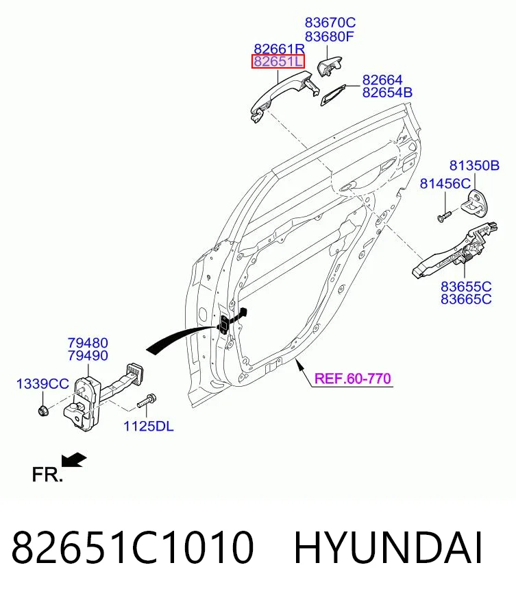 82651C1010 Hyundai/Kia Ручка задней двери наружная, левая