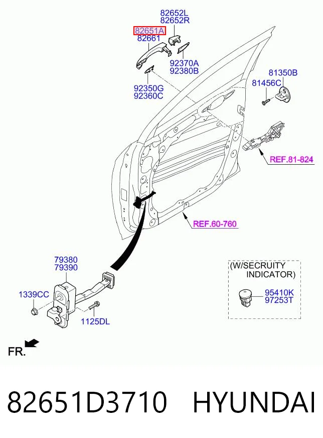 82651D3710 Hyundai/Kia Ручка двери передней наружная левая