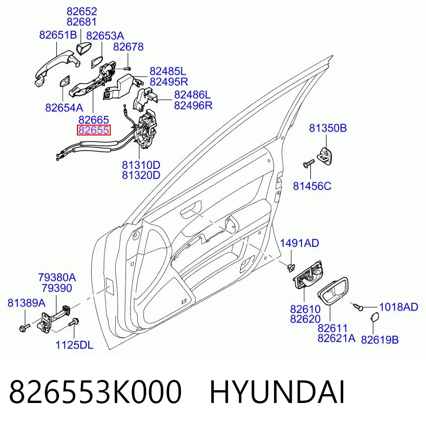 826553K000 Hyundai/Kia Держатель наружной ручки двери передней левой