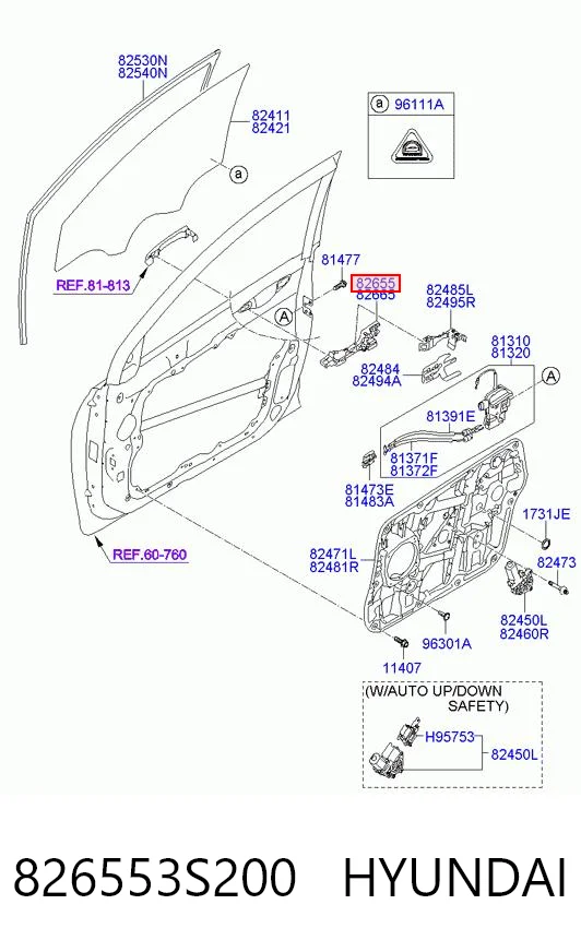 826553S200 Hyundai/Kia Держатель наружной ручки двери передней левой