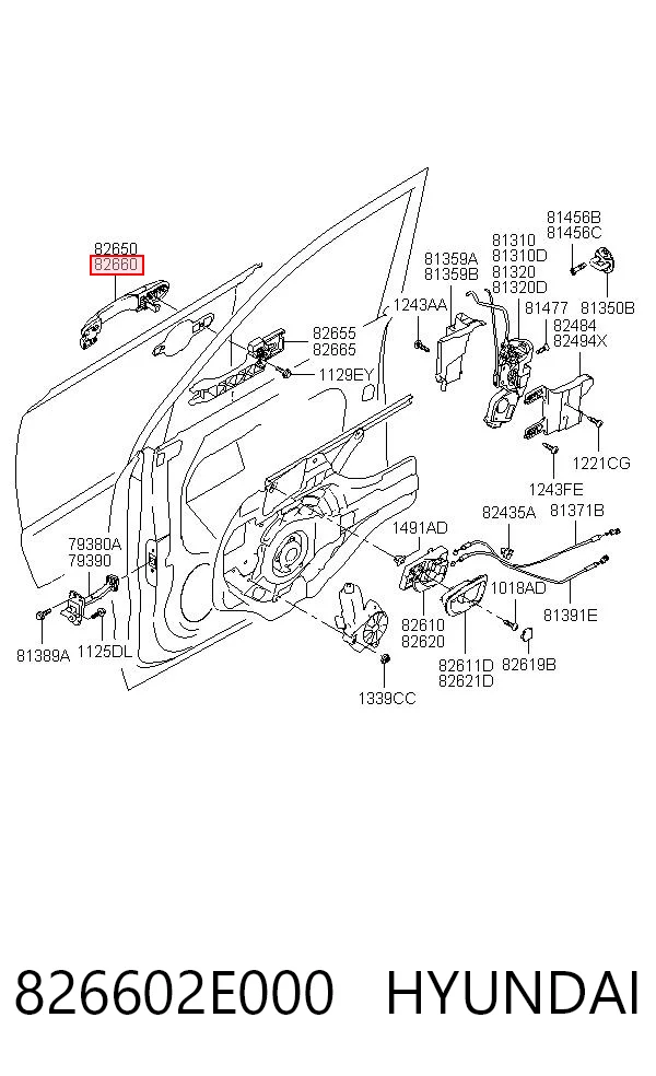 826602E000 Hyundai/Kia Ручка передней двери наружная, правая