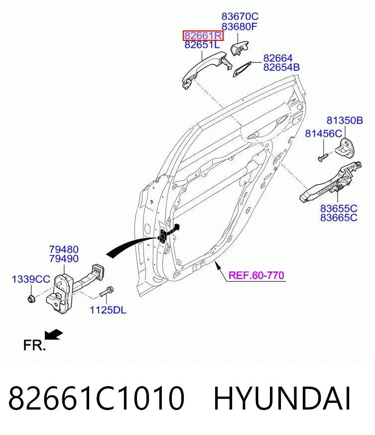82661C1010 Hyundai/Kia Ручка двери задней наружная правая