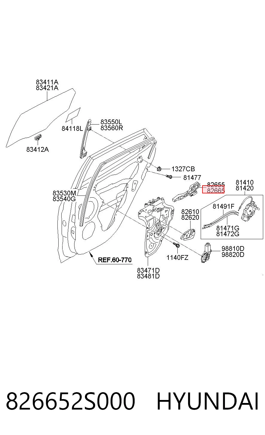 826652S000 Hyundai/Kia Держатель наружной ручки двери передней правой