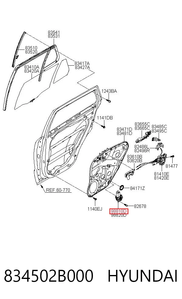 834502B000 Hyundai/Kia Мотор стеклоподъемника двери задней, левой