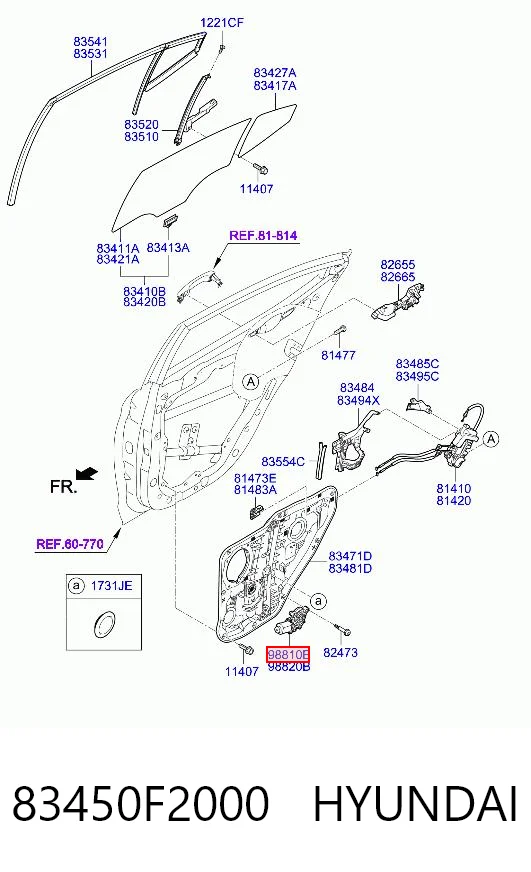 83450F2000 Hyundai/Kia Мотор стеклоподъемника двери задней, левой