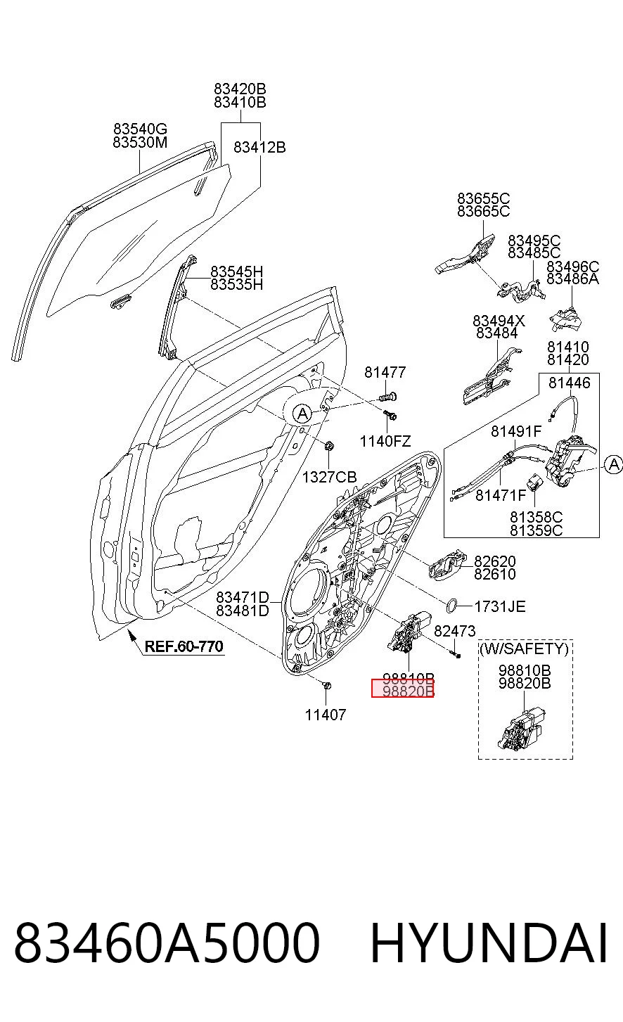 83460A5000 Hyundai/Kia Мотор стеклоподъемника двери задней, правой