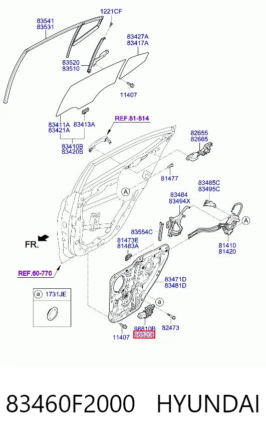 83460F2000 Hyundai/Kia Мотор стеклоподъемника двери задней, правой