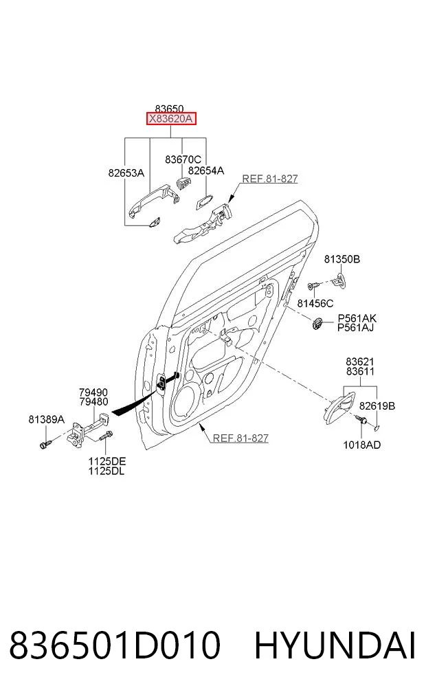 836501D010 Hyundai/Kia Ручка двери задней наружная
