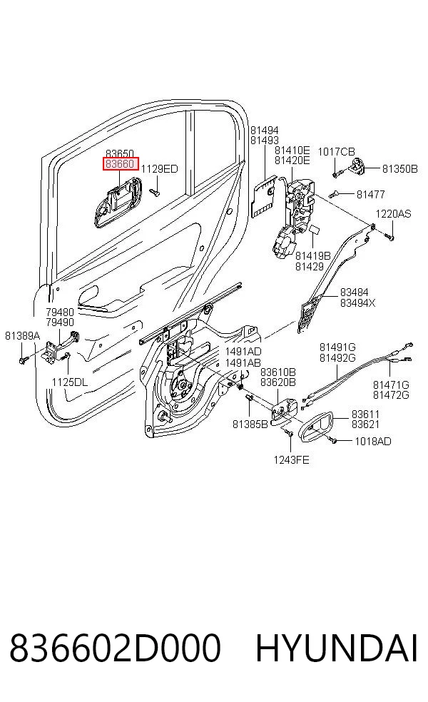 836602D000 Hyundai/Kia Ручка двери задней наружная правая