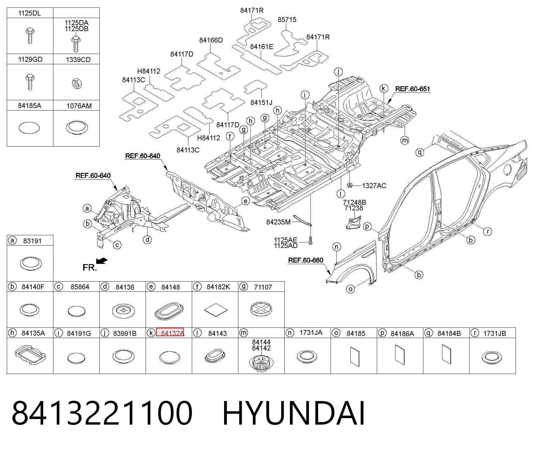 8413221100 Hyundai/Kia Заглушка днища кузова