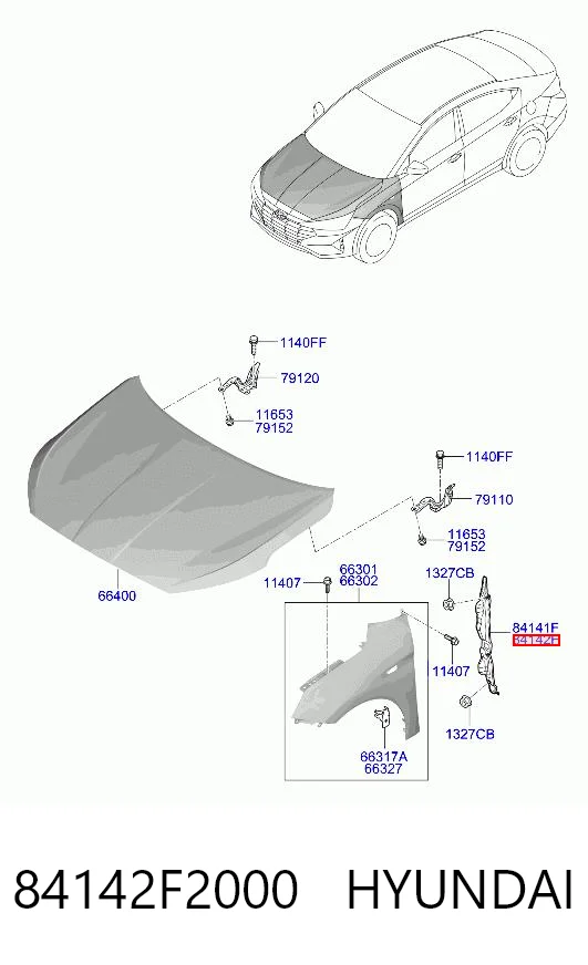 84142F2000 Hyundai/Kia Уплотнитель крыла