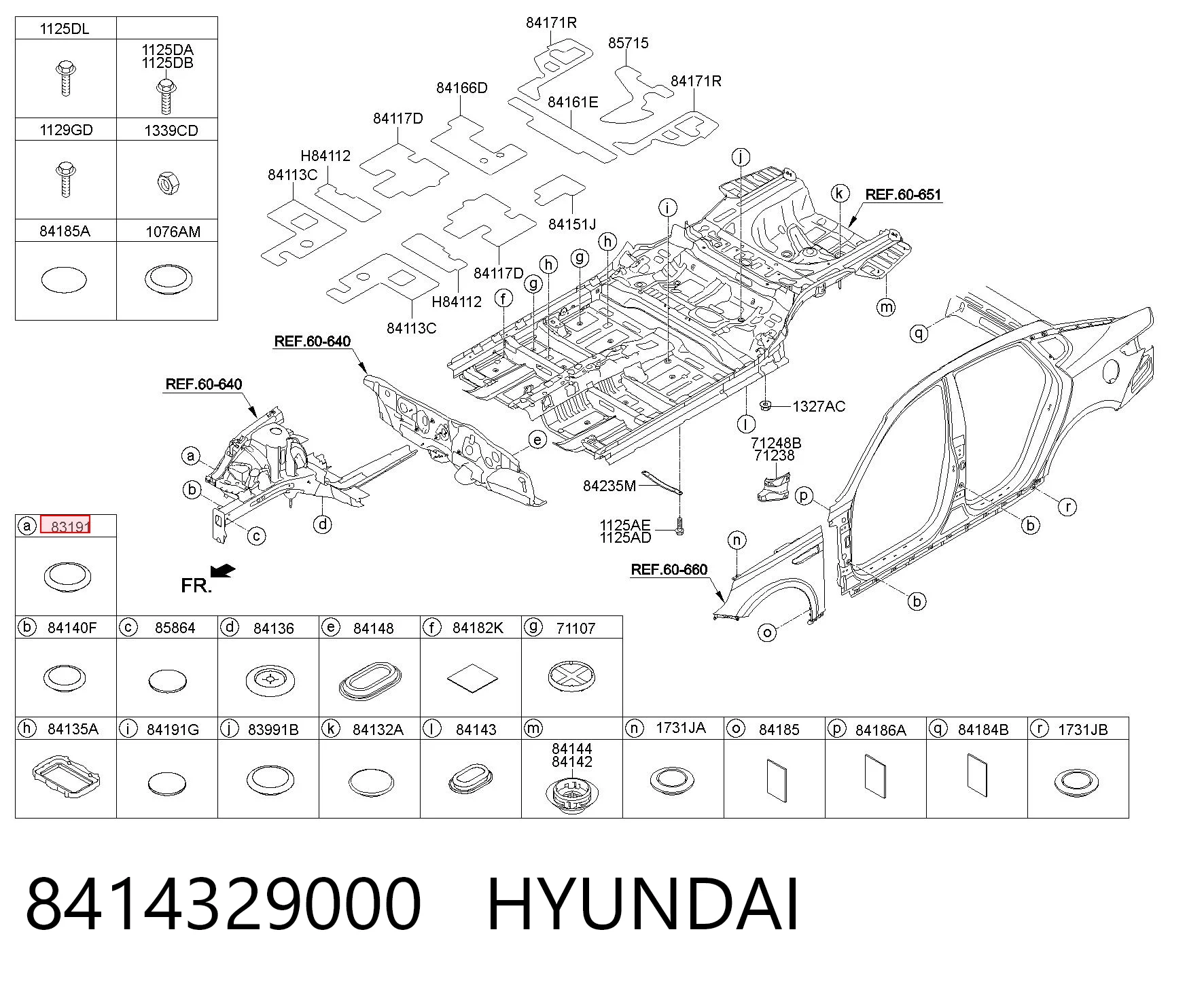 8414329000 Hyundai/Kia Заглушка днища кузова