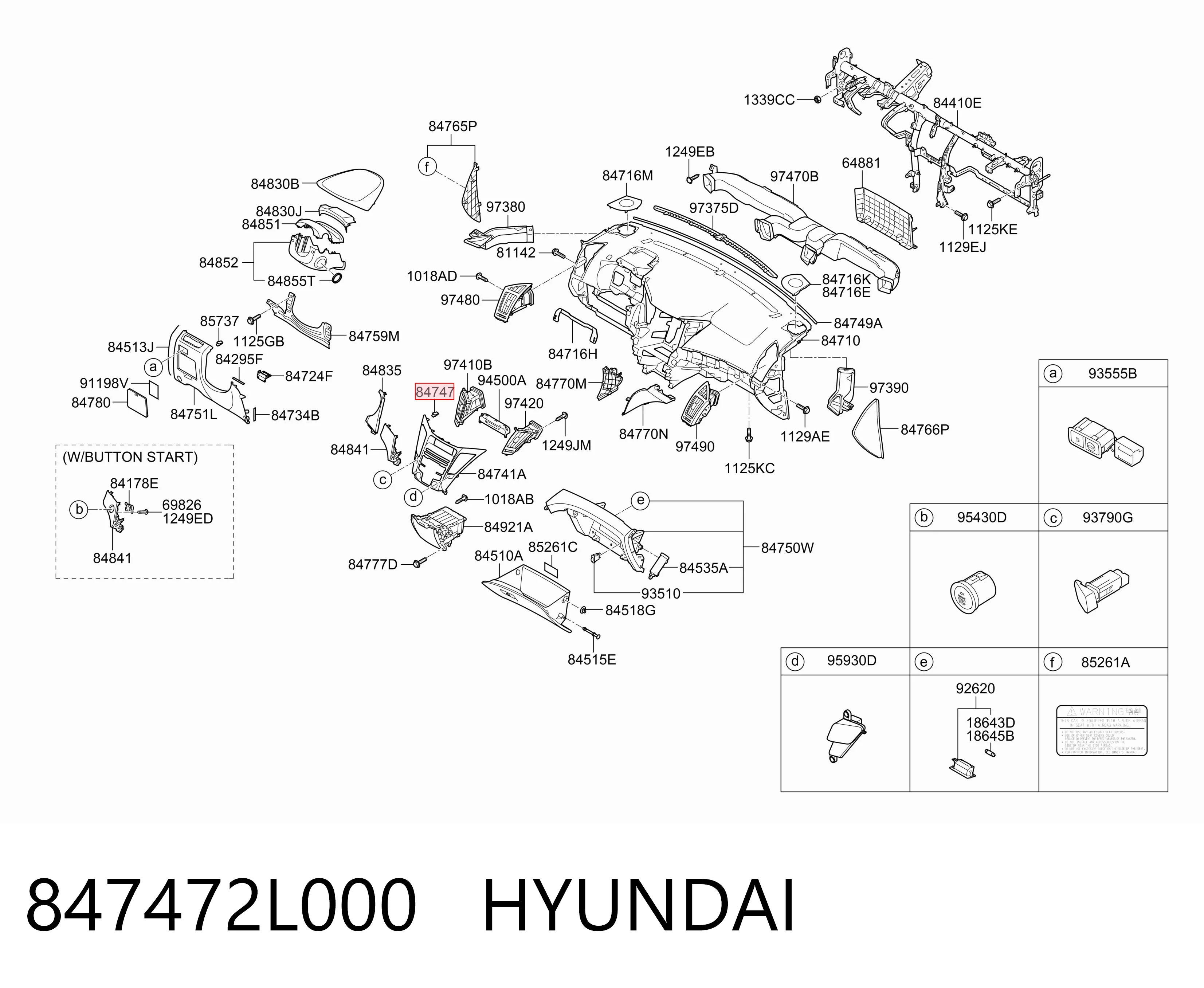 847472L000 Hyundai/Kia Пистон (клип) крепления накладок порогов