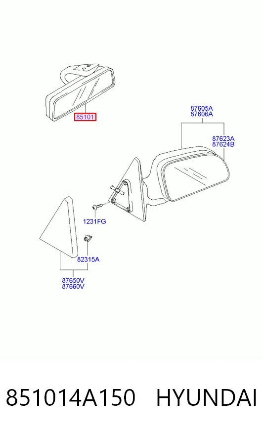 Зеркало заднего вида в салоне на Hyundai Getz  