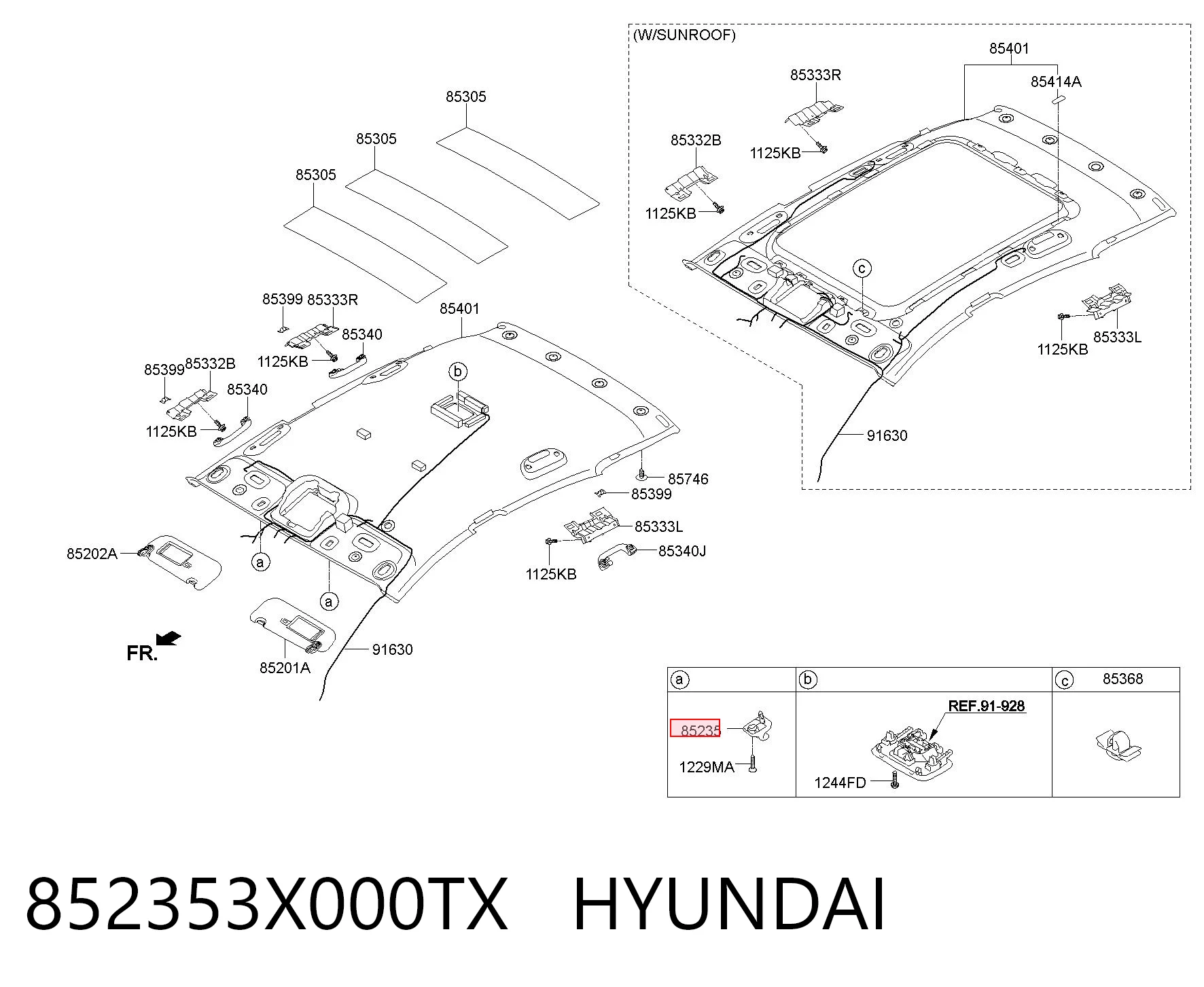 852353X000TX Hyundai/Kia Фиксатор солнцезащитного козырька