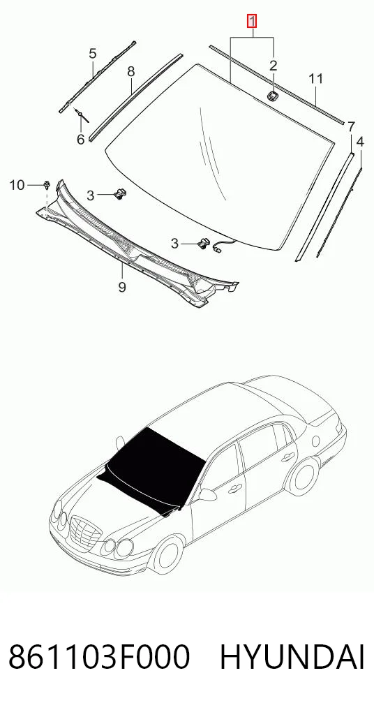 Стекло лобовое  KIA Opirus GH