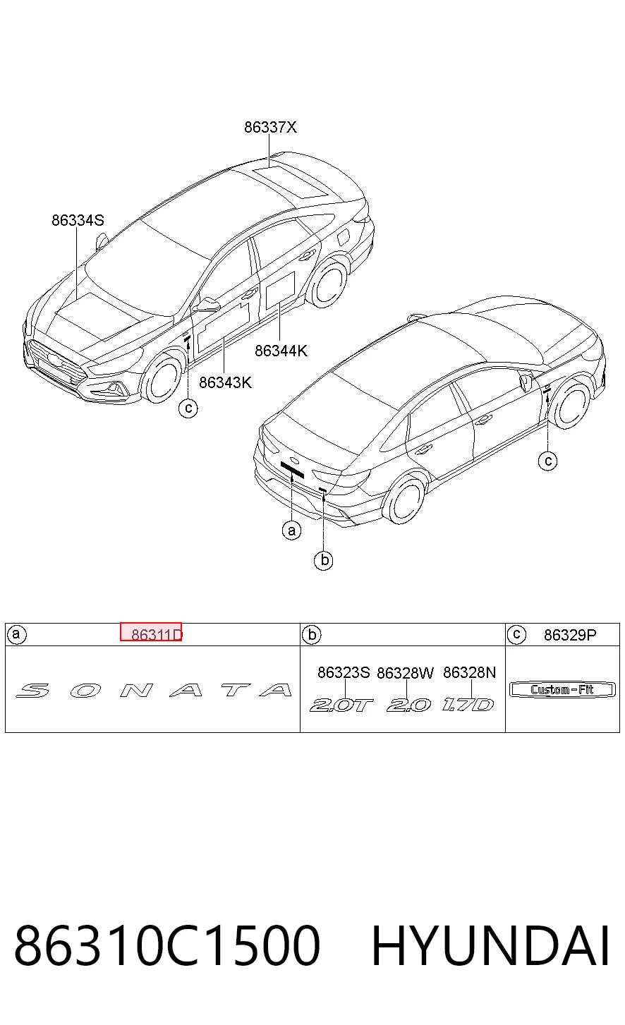 86310C1500 Hyundai/Kia Фирменный значек на багажник