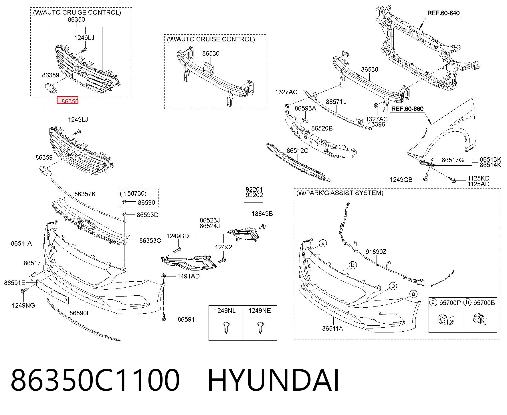 86350C1100 Hyundai/Kia Решетка радиатора