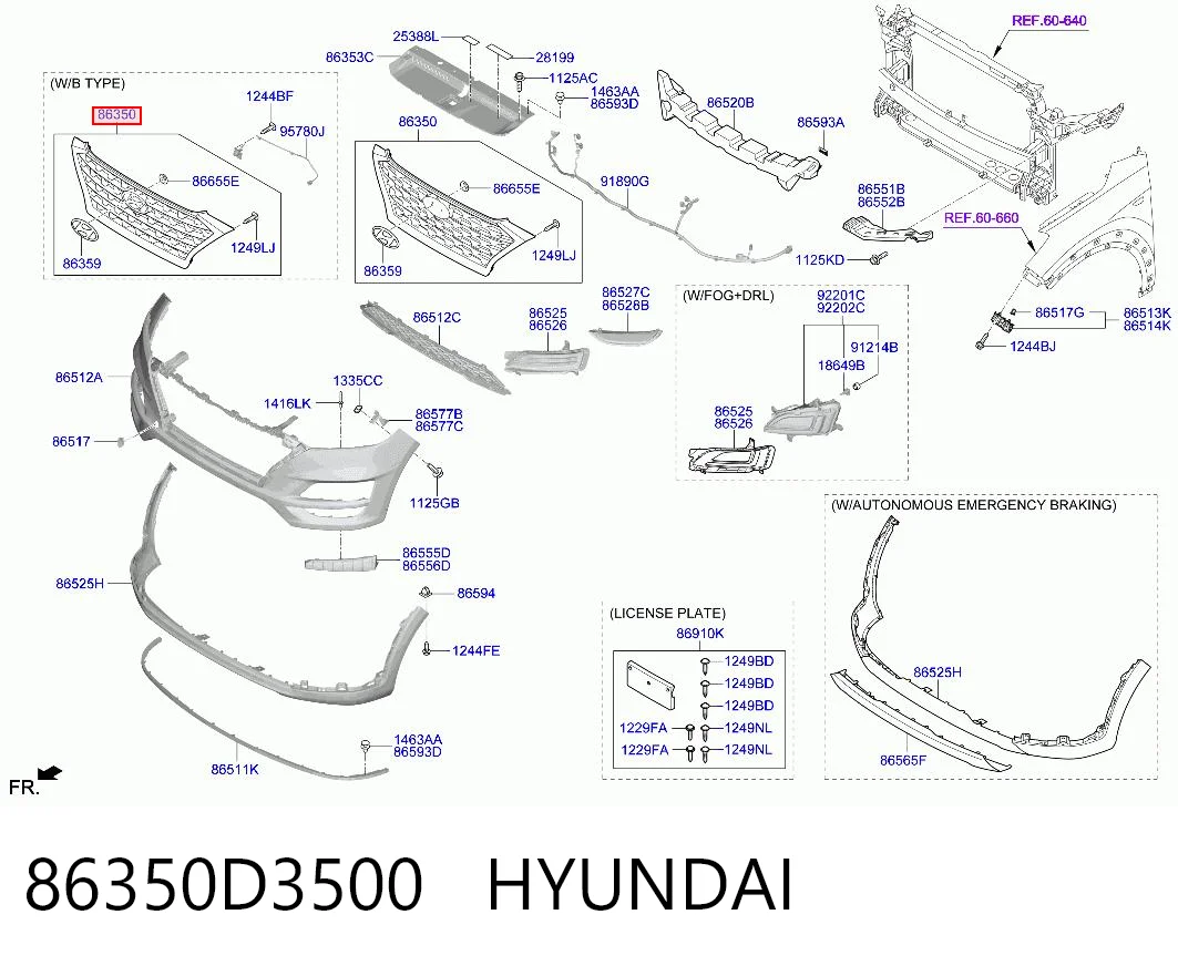 86350D3500 Hyundai/Kia Решетка радиатора