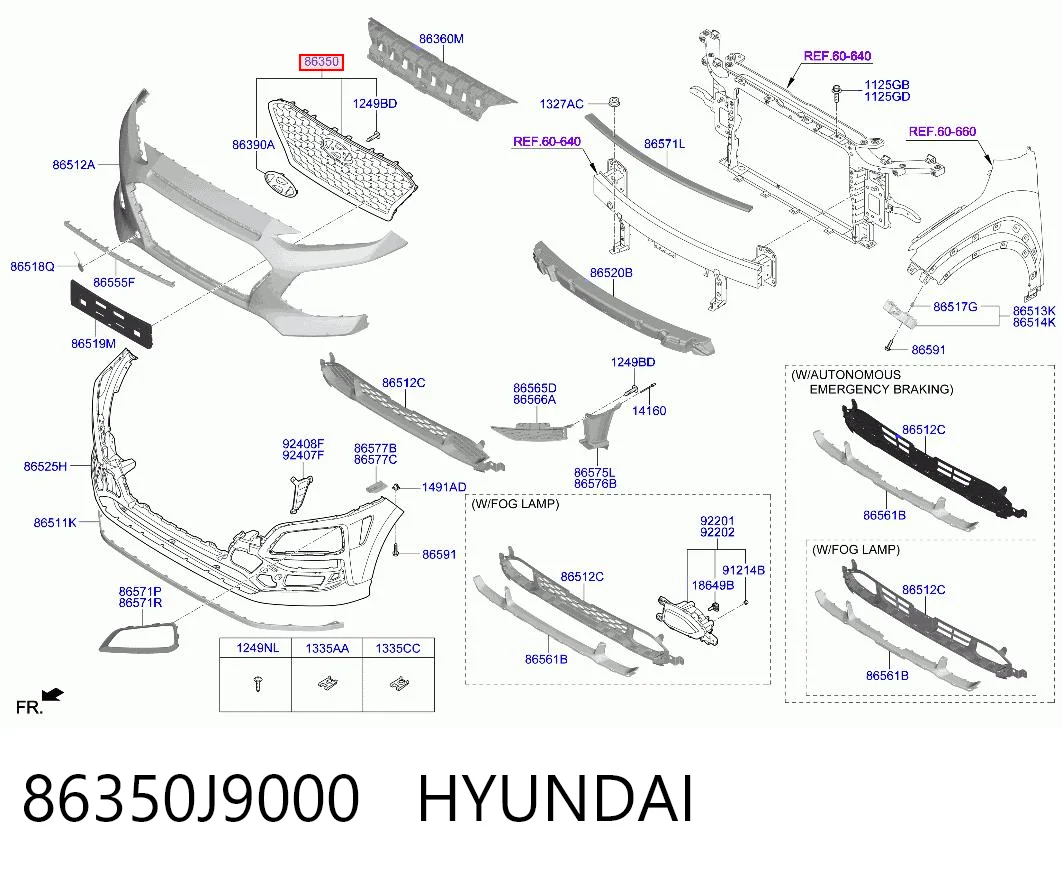 86350J9000 Hyundai/Kia Решетка радиатора