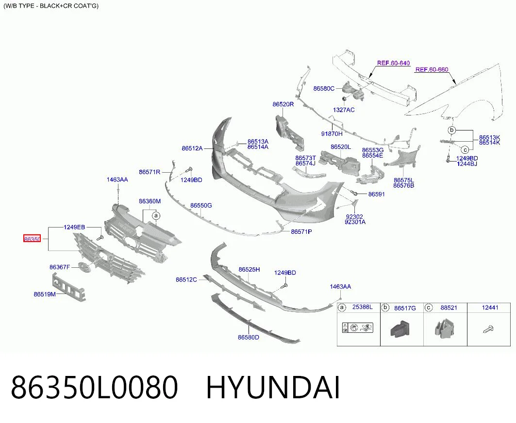 86350L0080 Hyundai/Kia Решетка радиатора