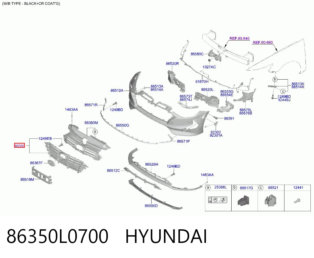 86350L0700 Hyundai/Kia Решетка радиатора