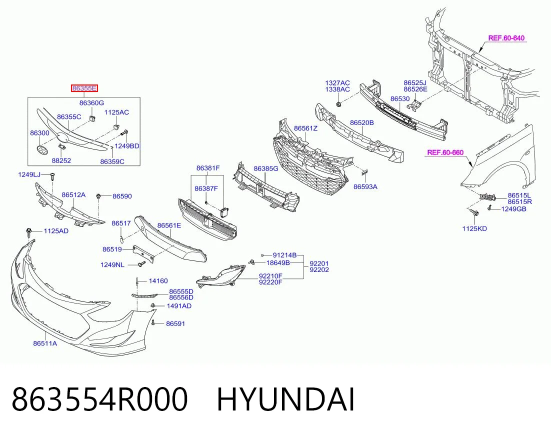 863554R000 Hyundai/Kia Молдинг капота