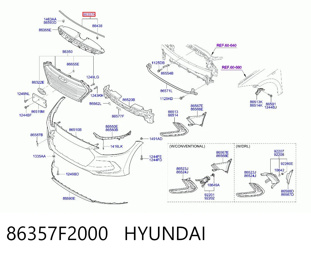 86357F2000 Hyundai/Kia Уплотнительная прокладка переднего бампера