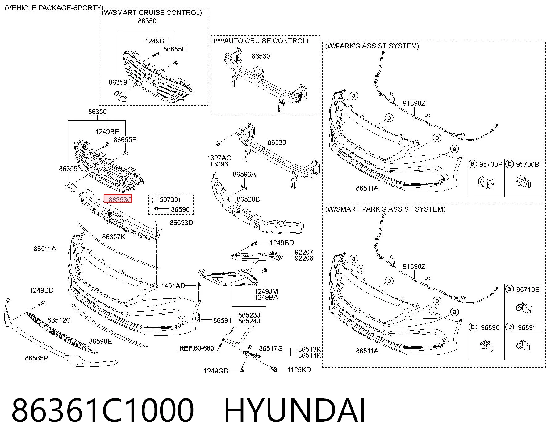 86361C1000 Hyundai/Kia Накладка передней панели (суппорта радиатора) верхняя