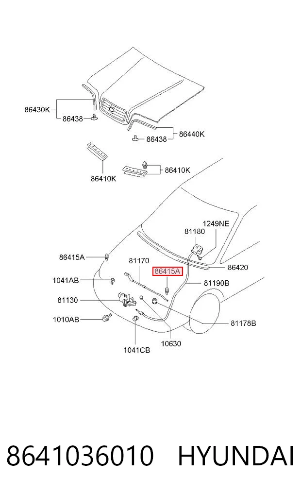 8641036010 Hyundai/Kia Буфер/отбойник капота