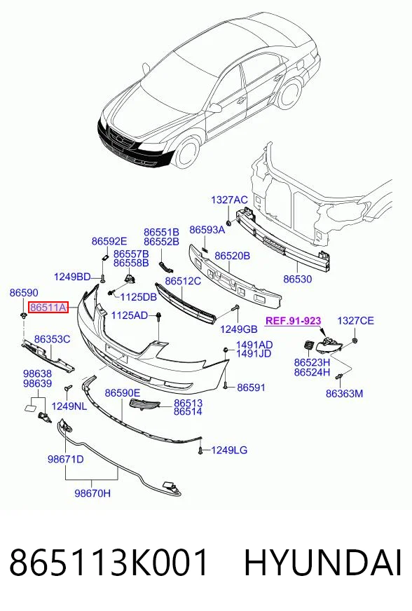 Бампер на авто Ex-trim 865113K000 цена, от 51.69 USD