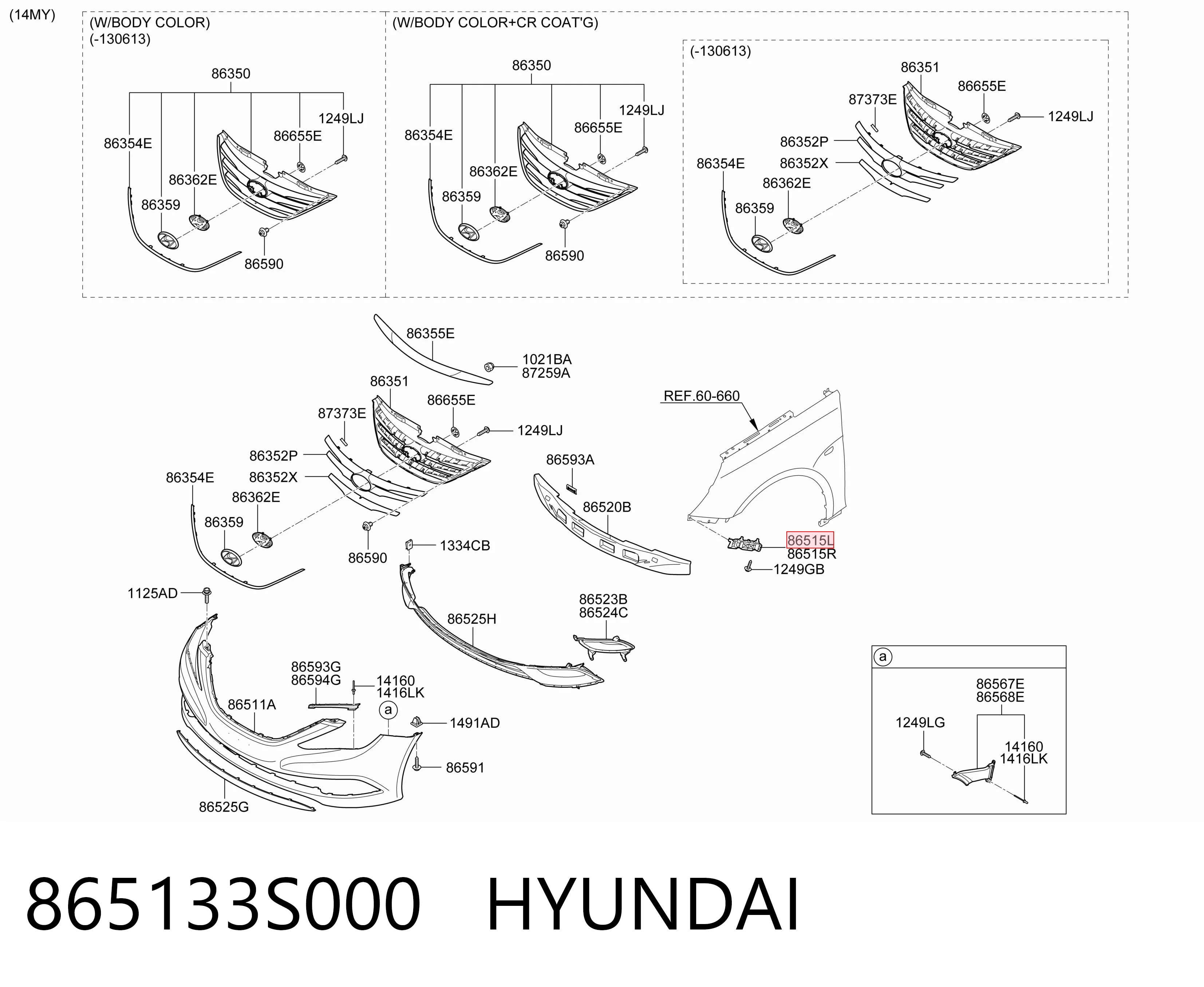 865133S000 Hyundai/Kia Кронштейн крепления крыла переднего левого передний