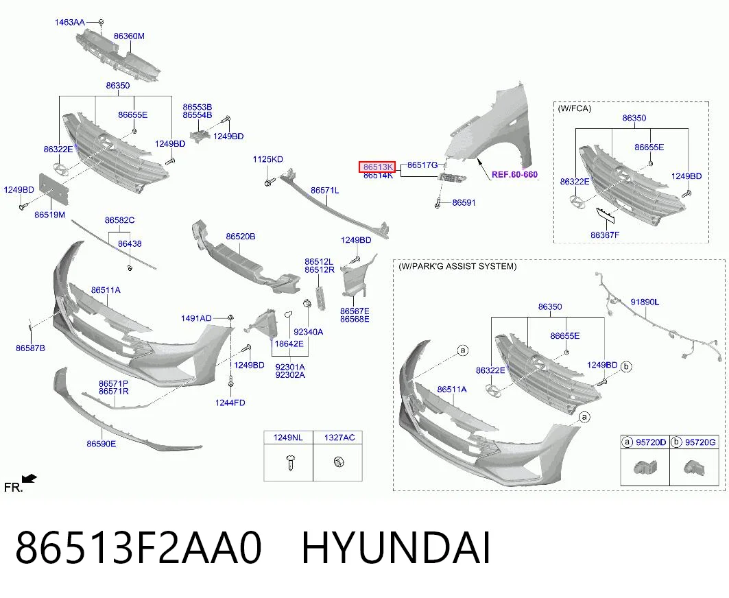 86513F2AA0 Hyundai/Kia Левое крепление переднего бампера