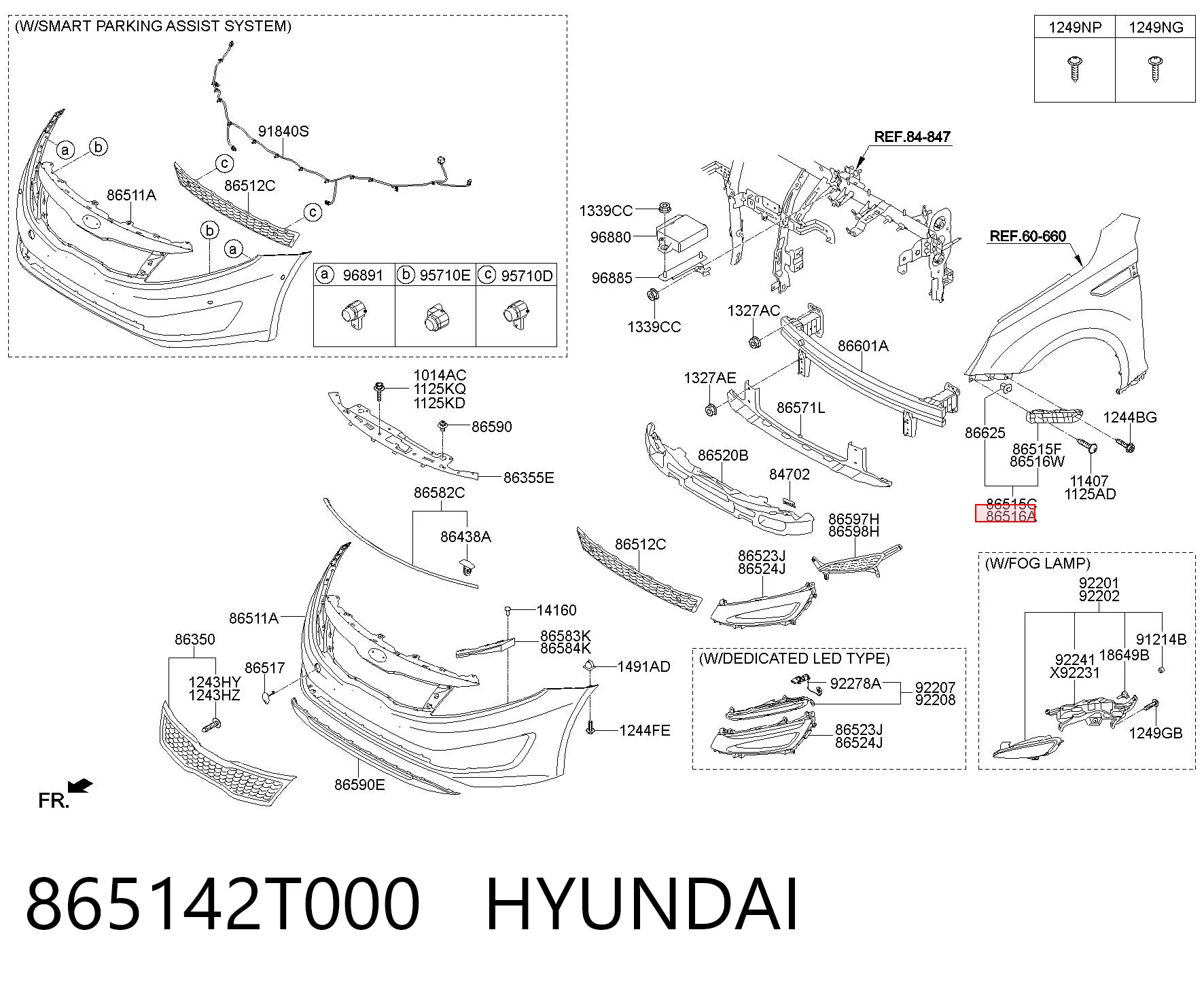 865142T000 Hyundai/Kia Кронштейн бампера переднего внешний правый