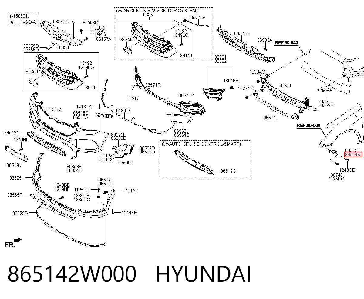 865142W000 Hyundai/Kia Кронштейн бампера переднего внешний правый