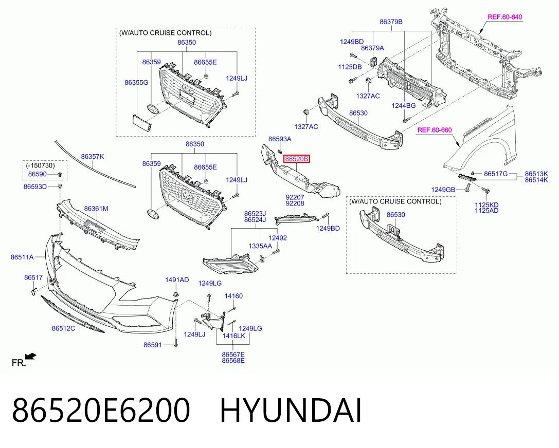 86520E6200 Hyundai/Kia Наполнитель бампера переднего