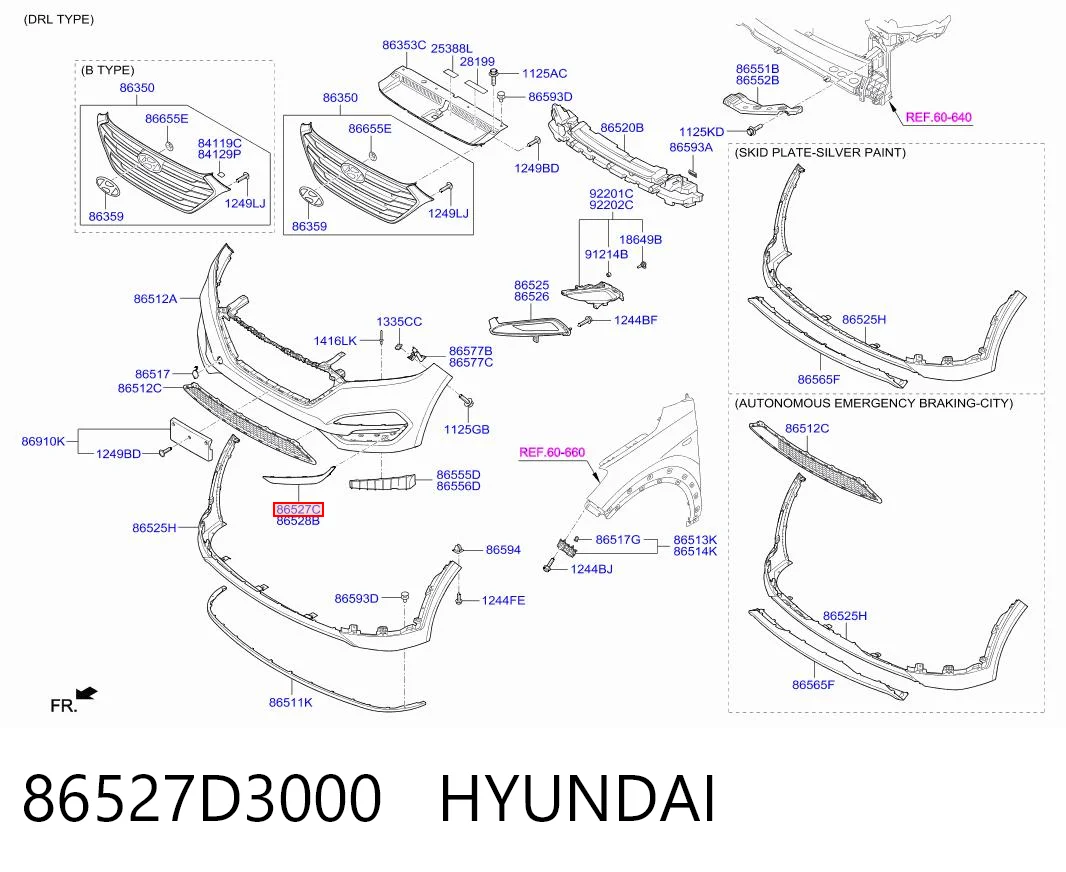 86527D3000 Hyundai/Kia Заглушка противотуманок, левая