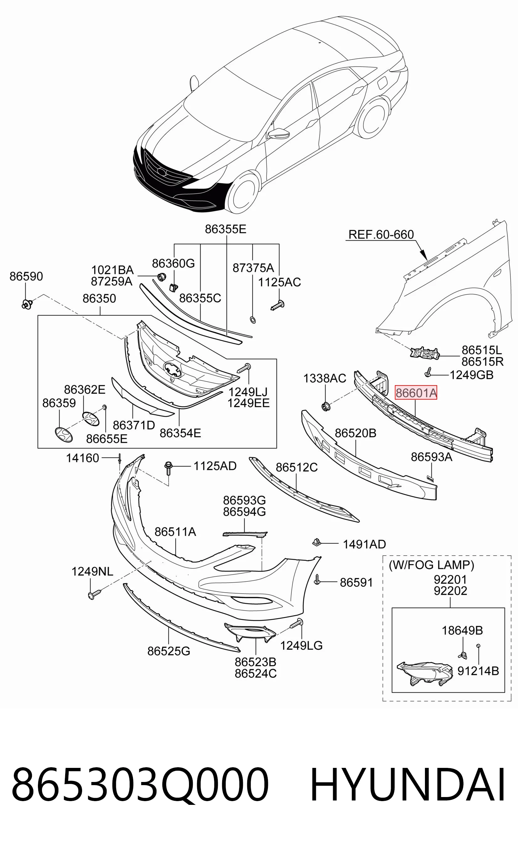865303Q000 Hyundai/Kia Балка бампера переднего