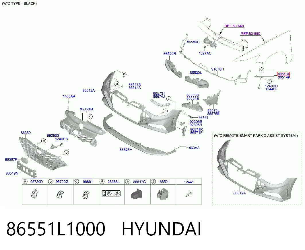 86551L1000 Hyundai/Kia Левое крепление переднего бампера